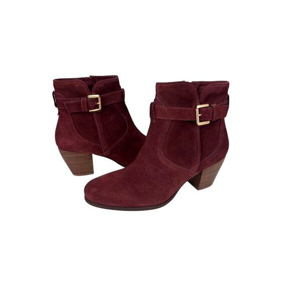 Diba Sleek Bootie Boot Women's 8M Burgundy Suede Stacked Heel NWOB 9336 - Picture 2 of 14